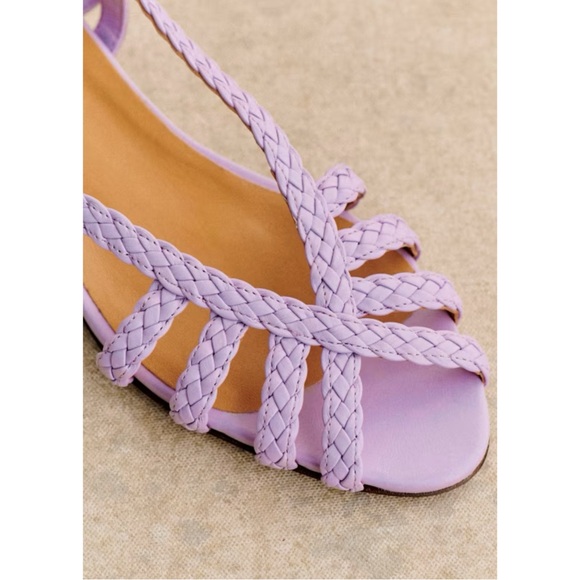 SEZANE Lilac Lavender Purple Braided Leather Open Toe Natacha Low Sandals 39 - Picture 5 of 17